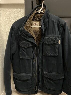 Hollister Dark Blue Sherpa-Lined Military Field Jacket